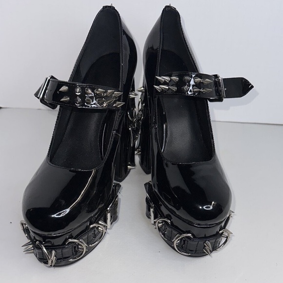 Lot 2084 ❤️NEW  Gothic Punk Chunky Heels Platform - Picture 5 of 6